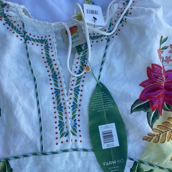 FARM Rio Floral Embroidered Dress - Yellow and White - Picture 6 of 9